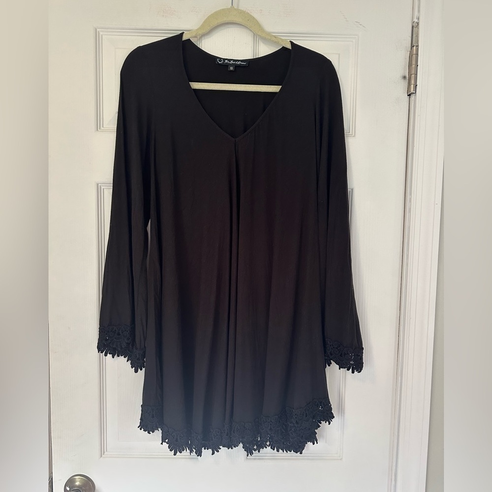 FOR Love & Lemons Black Long Sleeve Coverup Dress